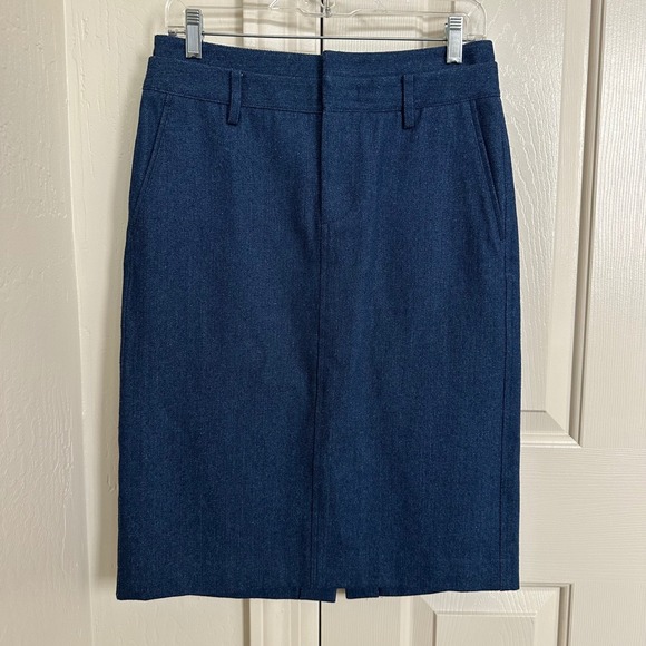 Vince Italian Cotton Pencil Skirt in Indigo Blue – Minimalist High-End Staple2
